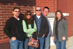 Employees Donnie Shaw, Angela Kifer, Jerry Wooldridge, T.J. Marchand and Natalie Maasberg outside the Downtown Evansville YMCA after a yummy breakfast of unlimited pancakes